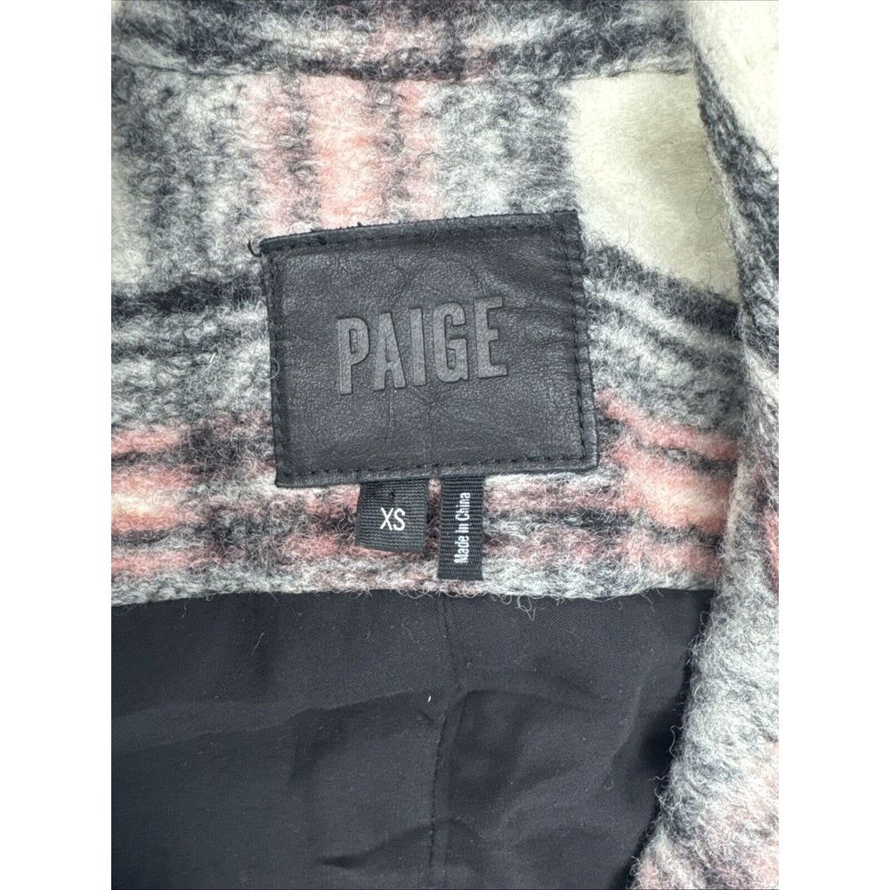 Paige Women XS Pink White Black Academia Wool Blend Preppy Belted Peacoat Jacket - Picture 3 of 13